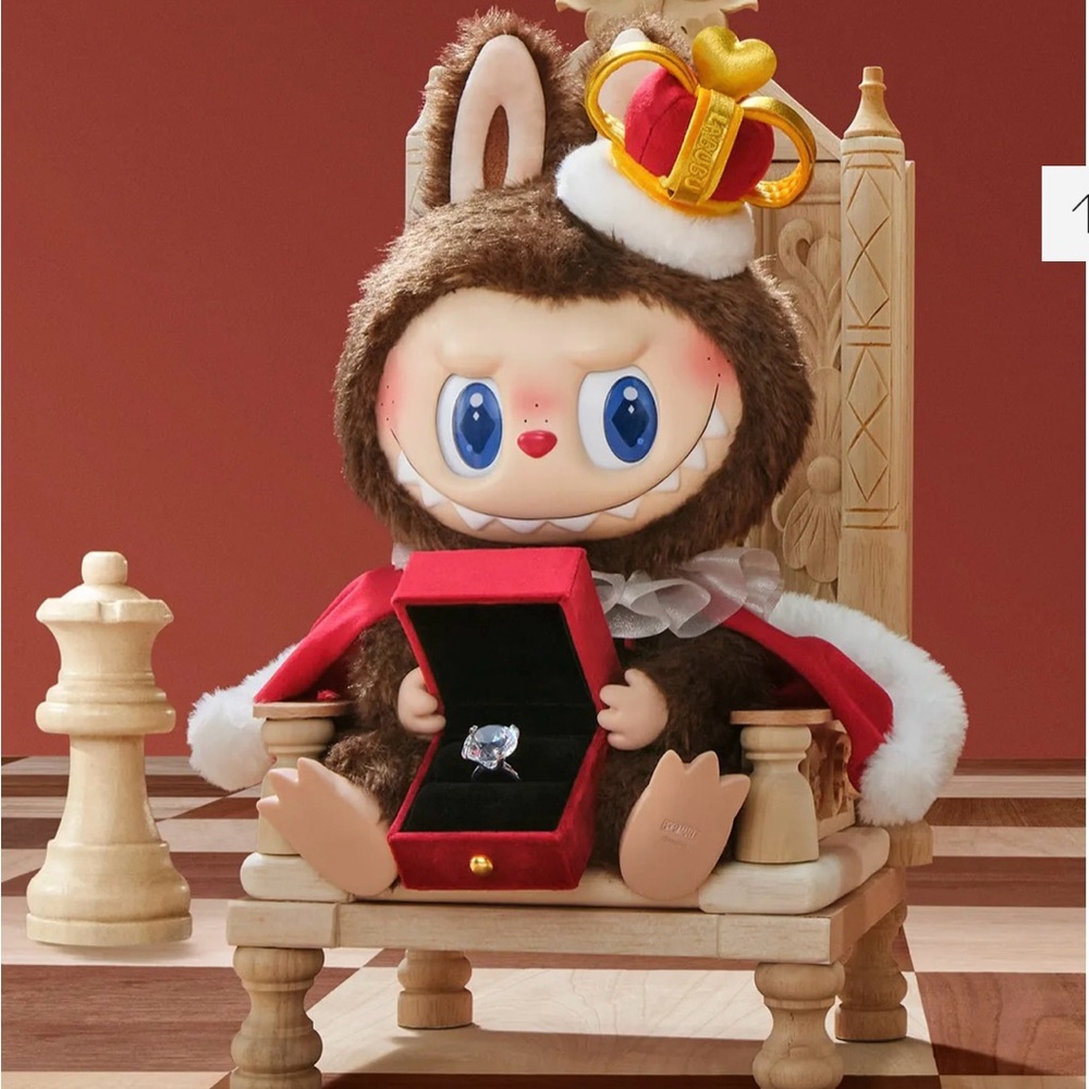 Plush Bunny King Collectible Figurine in Brown and Red